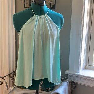Express women’s silky turquoise handkerchief top